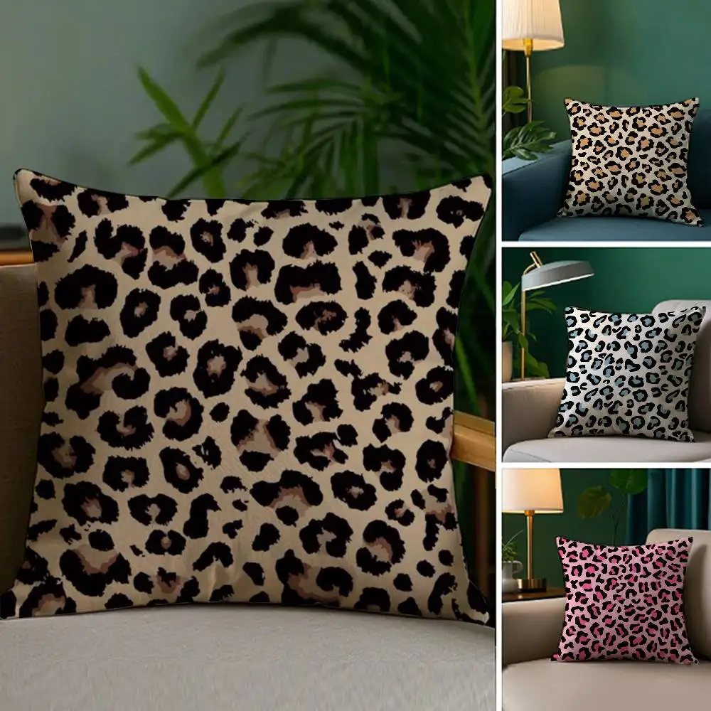 Fashion Luxury Leopard Print Pillow Case Sofa Living Room Bedroom Double-sided Printing Square Cushion Nap Time Cushion Cover 3