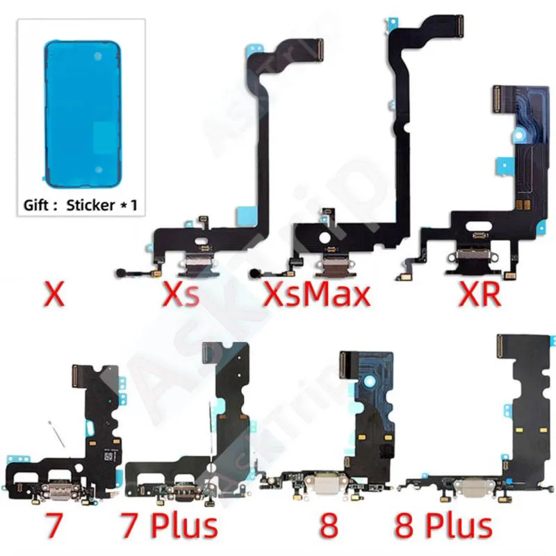Aiinant 하단 충전 USB 날짜 도크 커넥터 마이크 충전기 플렉스 케이블, 아이폰 7 8 플러스 Xs 맥스 X XR 휴대폰..