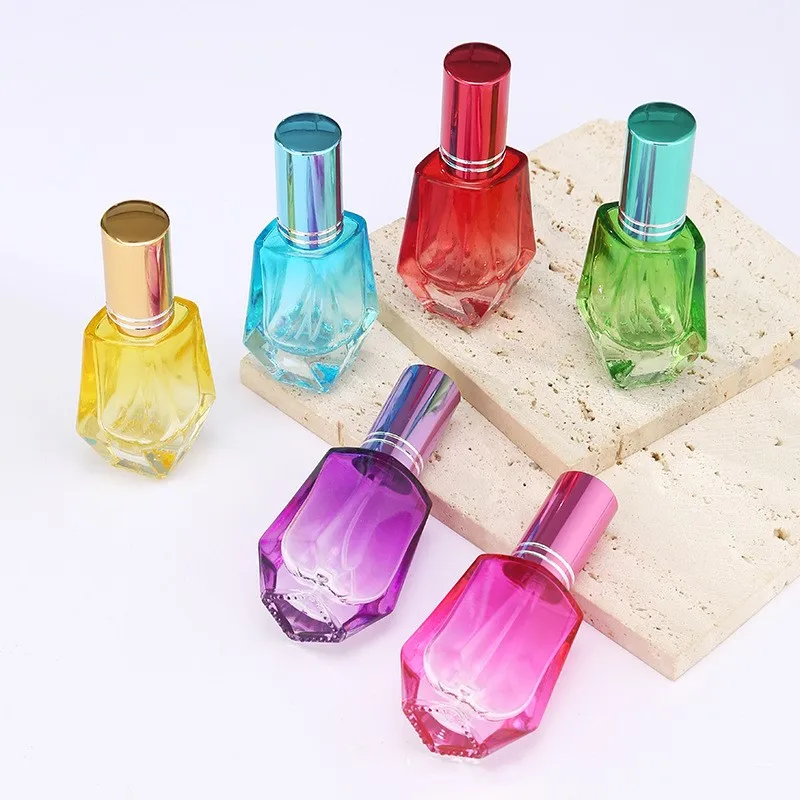 

10ml Colorful Glass Perfume Bottle Mini Cosmetic Packaging Containers Spray Dispenser Refillable Atomizer Travel Scent Bottles