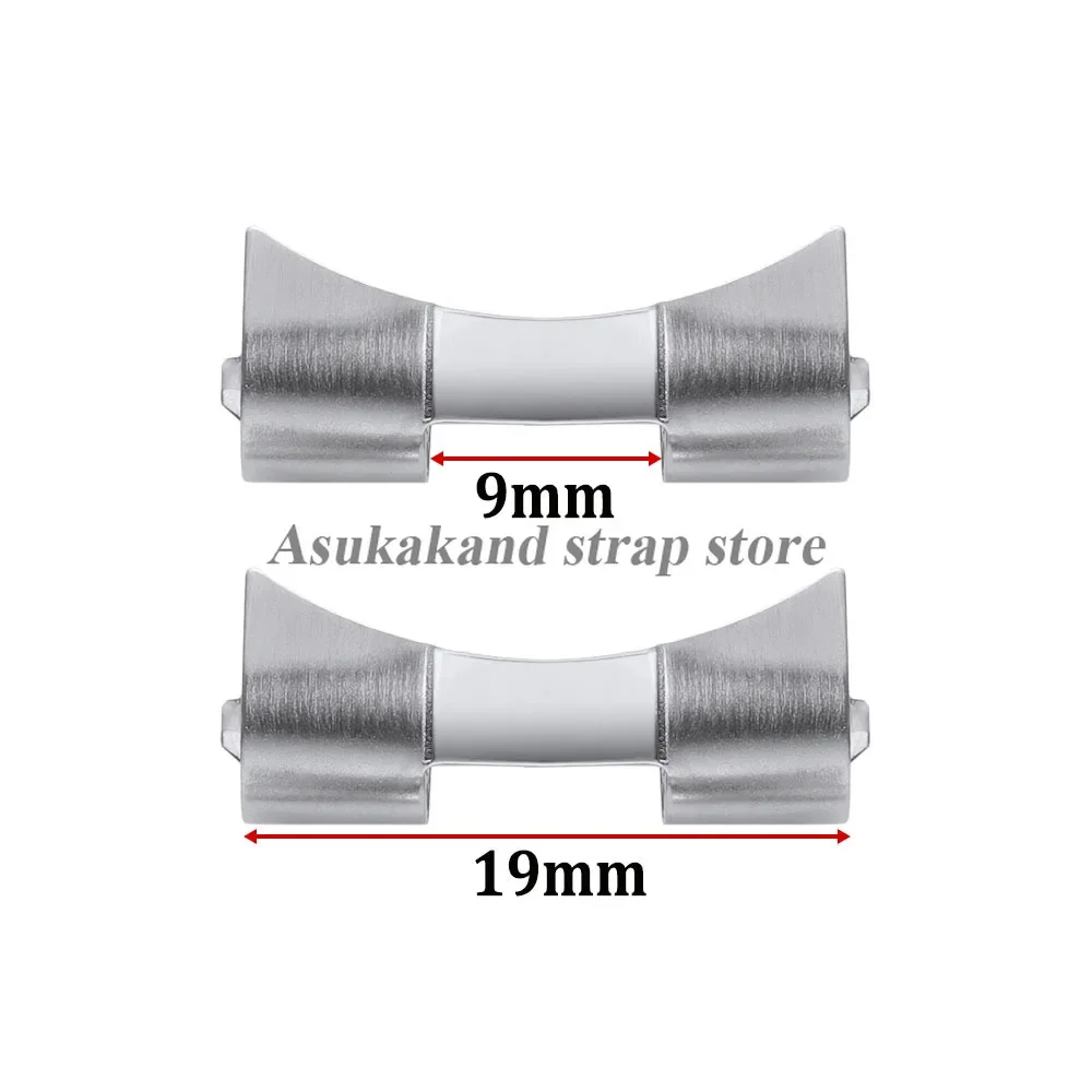 Enhanced Stainless Steel Watch Band Connector with Curved End Link - Multiple Sizes