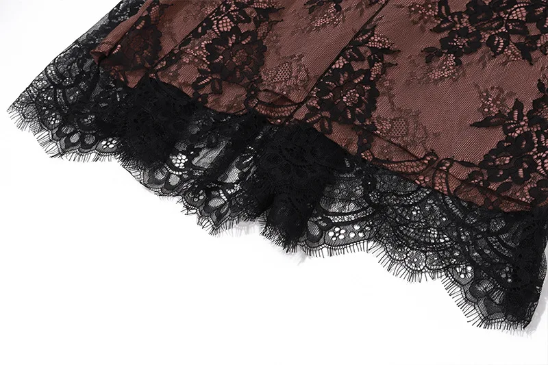 Elegante vestido de noche de fiesta para mujer, de manga larga, con encaje estampado de patchwork, sexy, para otoño e invierno, nuevo, ajustado con tirantes.