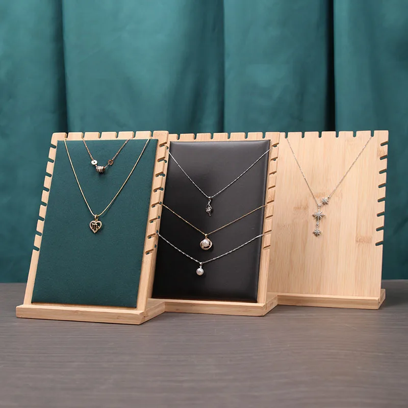 Bamboo Jewelry Box Display Stand Rack for Necklace Earring Pendant Chain Holder Display Board Storage Box Jewelry Display Shelf