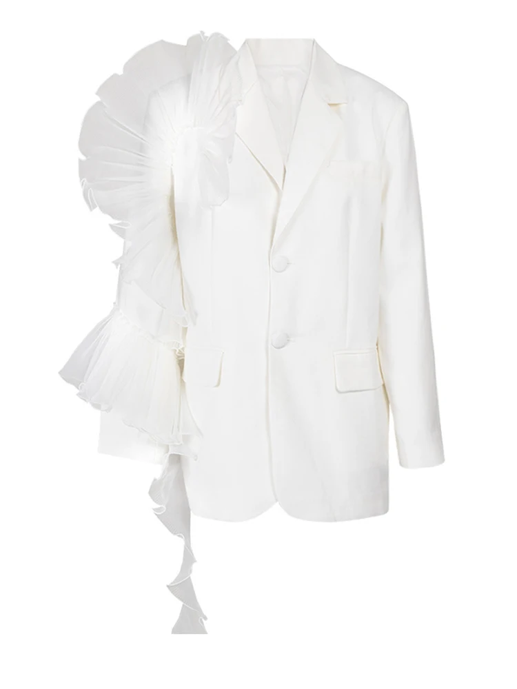 [EAM] سترة نسائية سوداء من الأورجانزا مكشكشة مقاس...