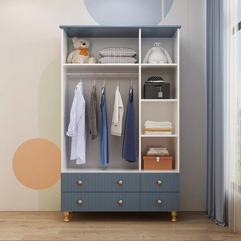 Children's furniture solid wood wardrobe household girls' bedroom lockers combination Nordic boys' wardrobe storage cabinets