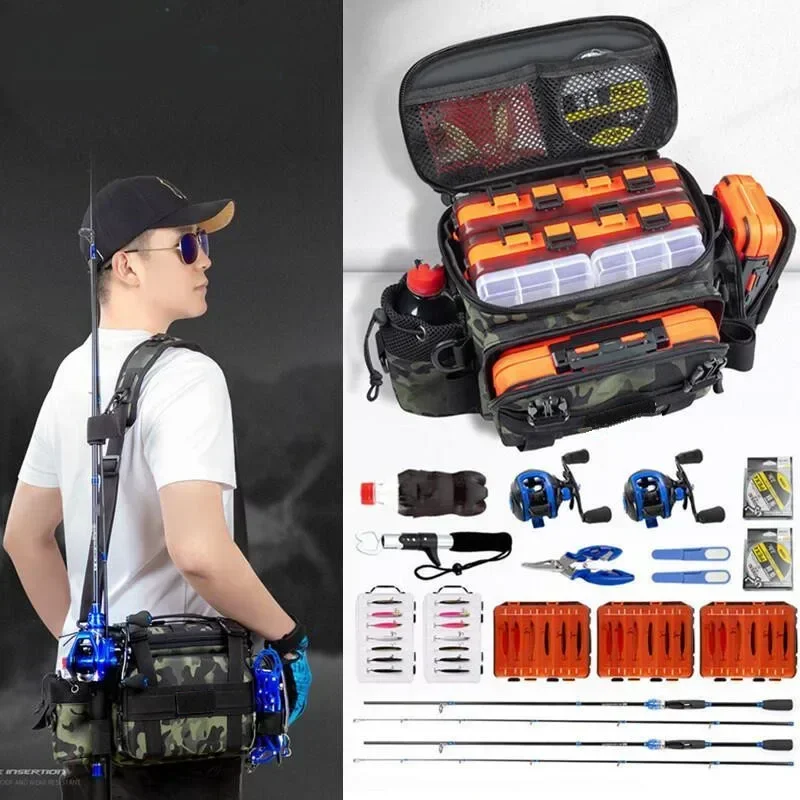 Fishing Tackle Backpack Waterproof Heavy Duty Fishing Bag with