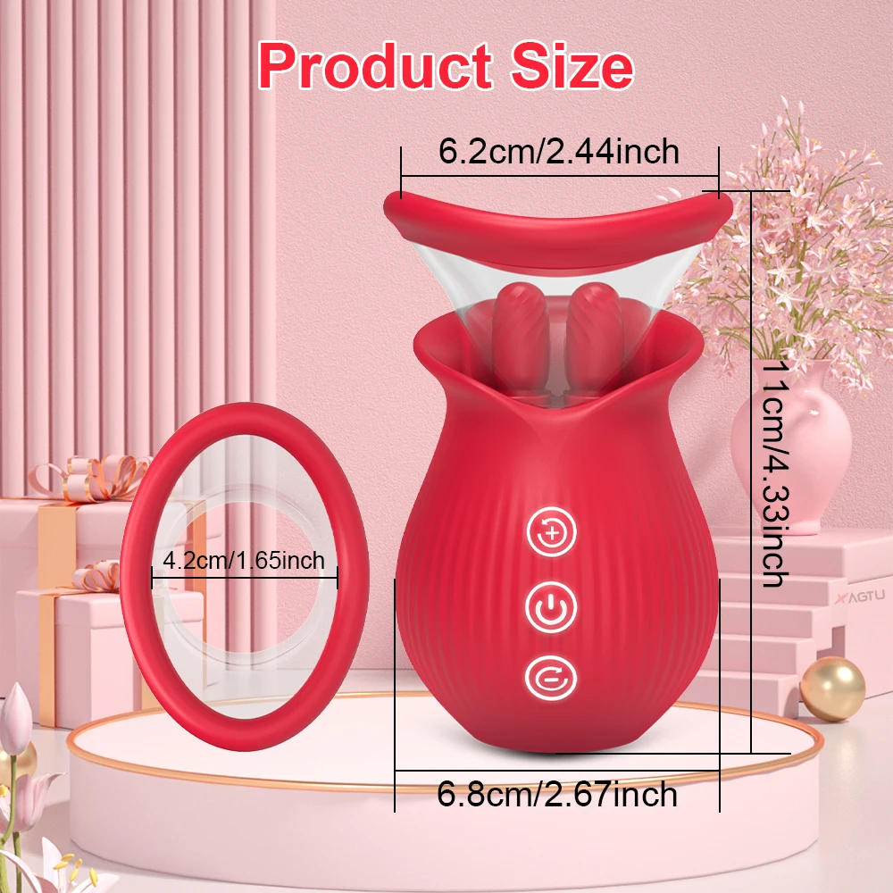 Powerful Rose Vibrator Toy for Women Licking Sucking Vacuum Stimulator Oral Nipple Clit Sucker Sex Toys Goods for Female Adults