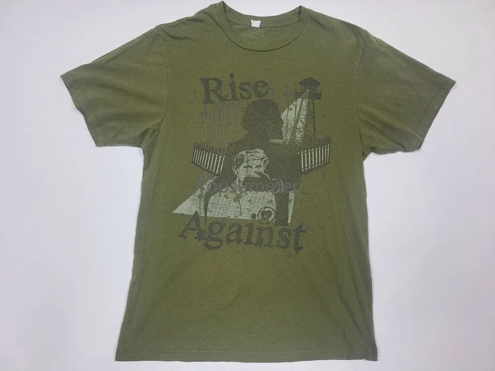 

All Green Apparel Adult Medium Rise Against Band Short Sleeve T-Shirt Green