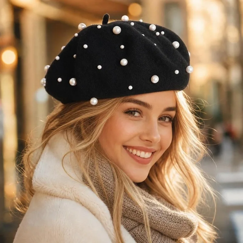 Berets Hat Warm Solid Color Elegant Plain 