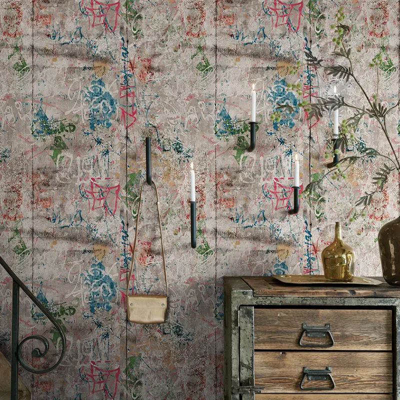 

Оригинальные граффити в стиле ретро, водонепроницаемые ПВХ обои для гостиной, спальни, студии, фотообои для коридора, кафе, бара, КТВ, цементные обои, искусство