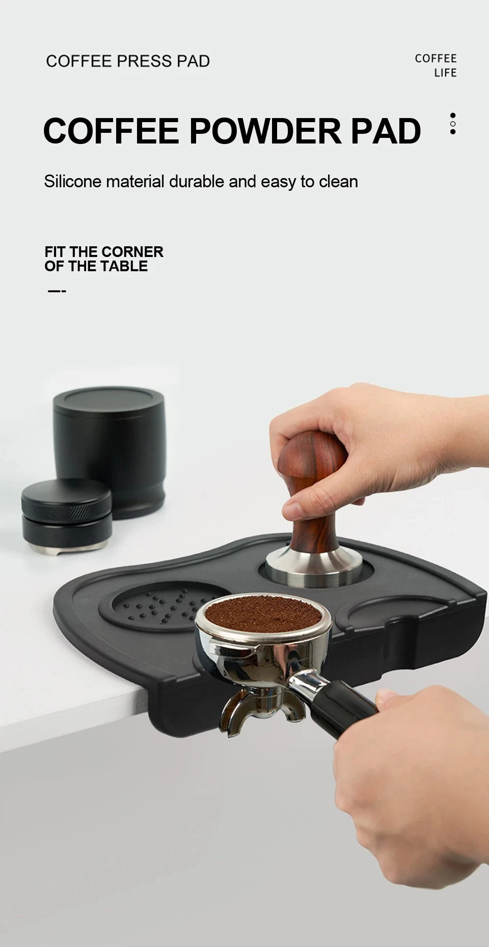 Description Picture 2 of itemCoffee Tamper Mat Coffeeware Manual Coffee Silicone Pad Tamping Mat Barista Coffee Espresso Tampering Holder Corner Mat Pad