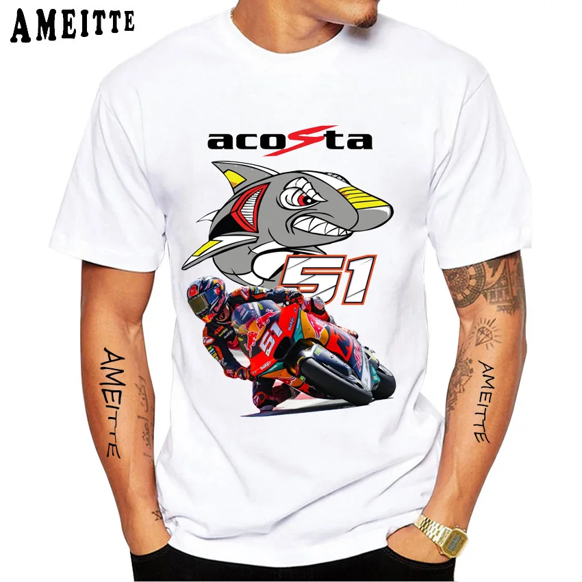 Pedalò 51 Shark Gp Riding Legend T-Shirt New Summer Men Manica Corta Sport Boy Casual White Top Uomo Moto Rider Tees