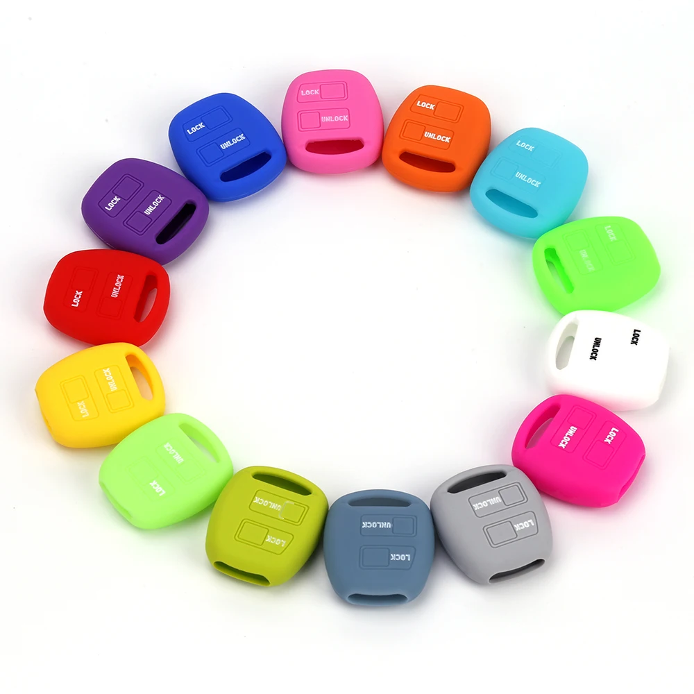 Silicone Key Car Cover Set Case Soft For Toyota 4Runner Corolla RAV4 Camry For Lexus RX LS GX SC 2 BTN Button Remote Shell Blank