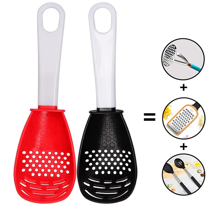 

Kitchen Multifunctional Grinding Cooking Spoon,Mashing And Draining Colander,Grinding Ginger Garlic Spoon, Fruit Vegetable Tools
