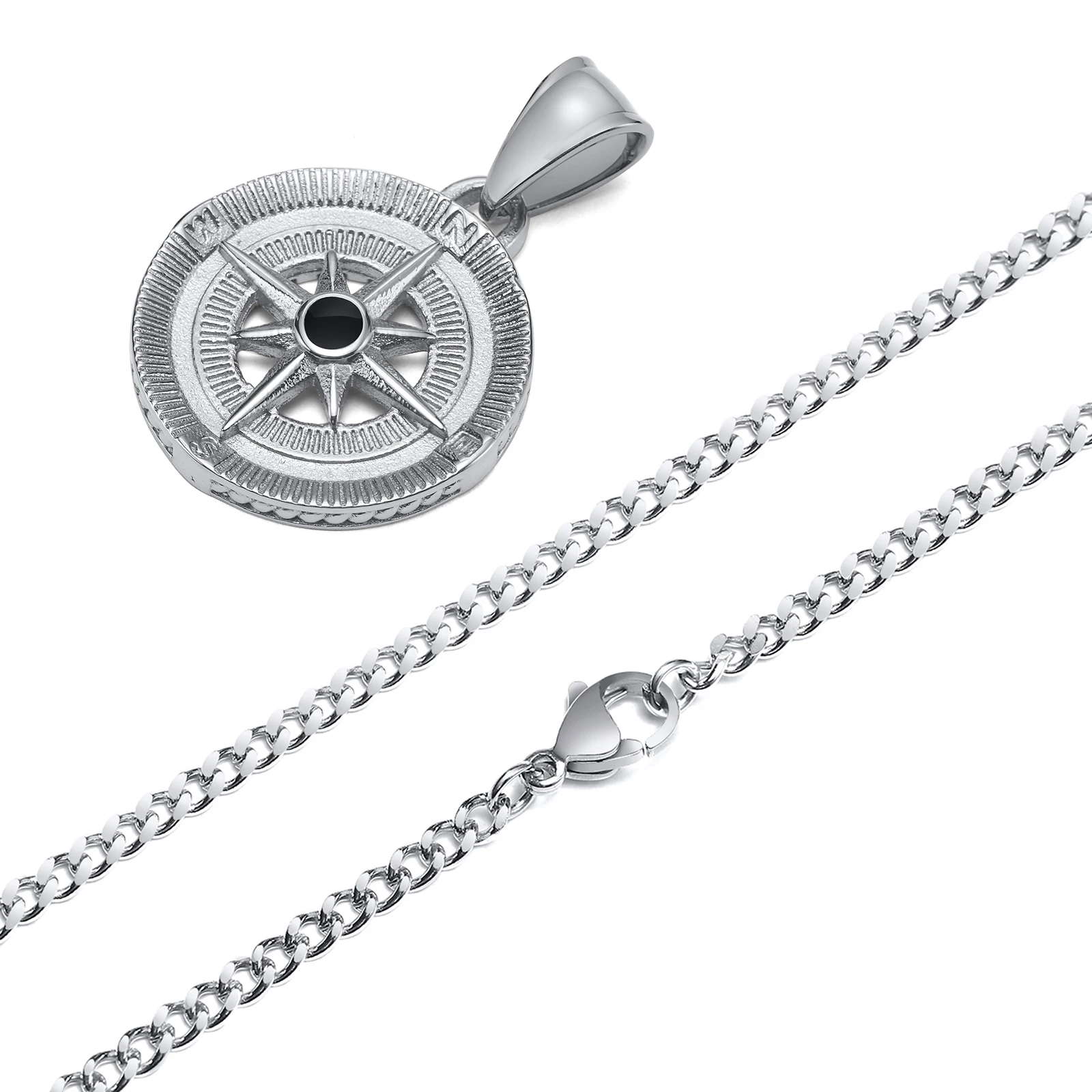 Collana Uomo Con Ciondolo A Forma Di Bussola E Ancora