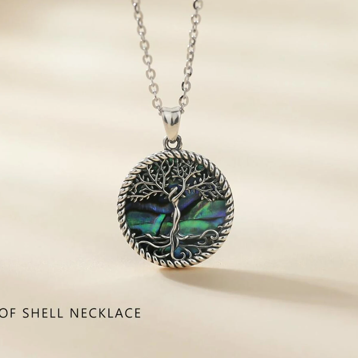 EUDORA 925 Sterling Silver Tree Of Life Pendant Silver Leaf Blue Mother of Pearl Necklace Women Fine Jewelry Mom Gift with Box