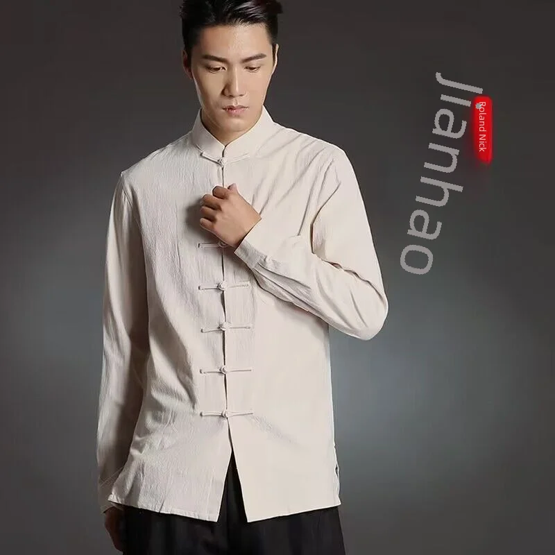 용수철 긴팔 단추 업 재킷, 중년 노인을 위한 캐주얼 스타일 상의, 트렌디 빈티지 중국 스타일, 가을
