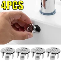 4PCS Plastic Bathroom Kitchen Basin Sink Overflow Cover Ring Insert Replacement Chrome Hole Round Drain Cap Drain Plug Sink 1