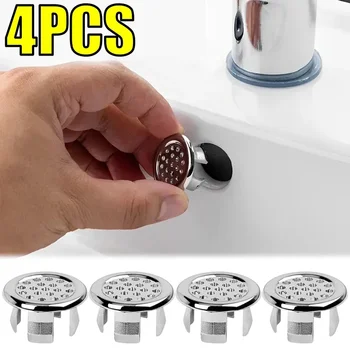4 pezzi di plastica bagno cucina lavabo lavello copertura troppopieno anello di ricambio foro cromato tappo di scarico rotondo tappo di scarico lavello 1