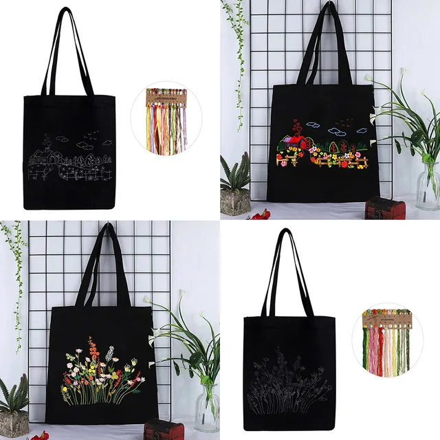 Kit De Bordado Para Hacer Una Bolsa De Lona Con Margaritas - Incluye Todo Lo Necesario Para Principiantes, DIY Creativo