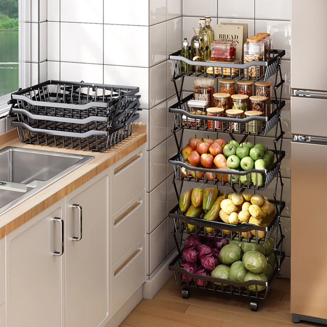 Kitchen Storage Rack Vegetables  Fruit Vegetable Storage Rack - Folding  Storage Rack - Aliexpress