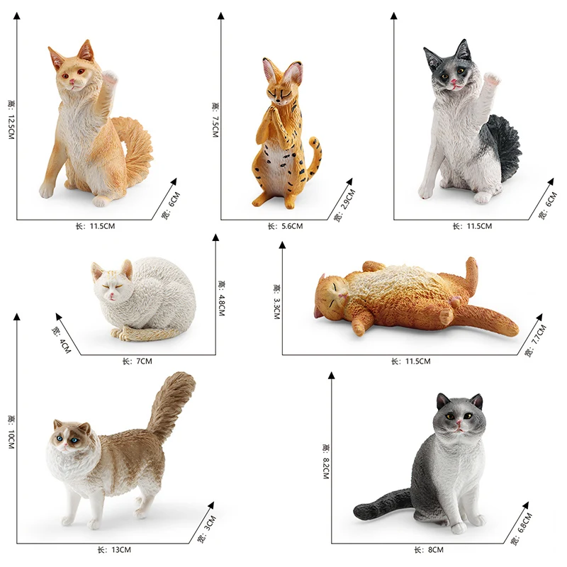 Simulated Cat Pet Ragdoll Animals Action Figures Maine Coone Cat Miniacture Ornament Figurines Educational Toy For Children Gift images - 6