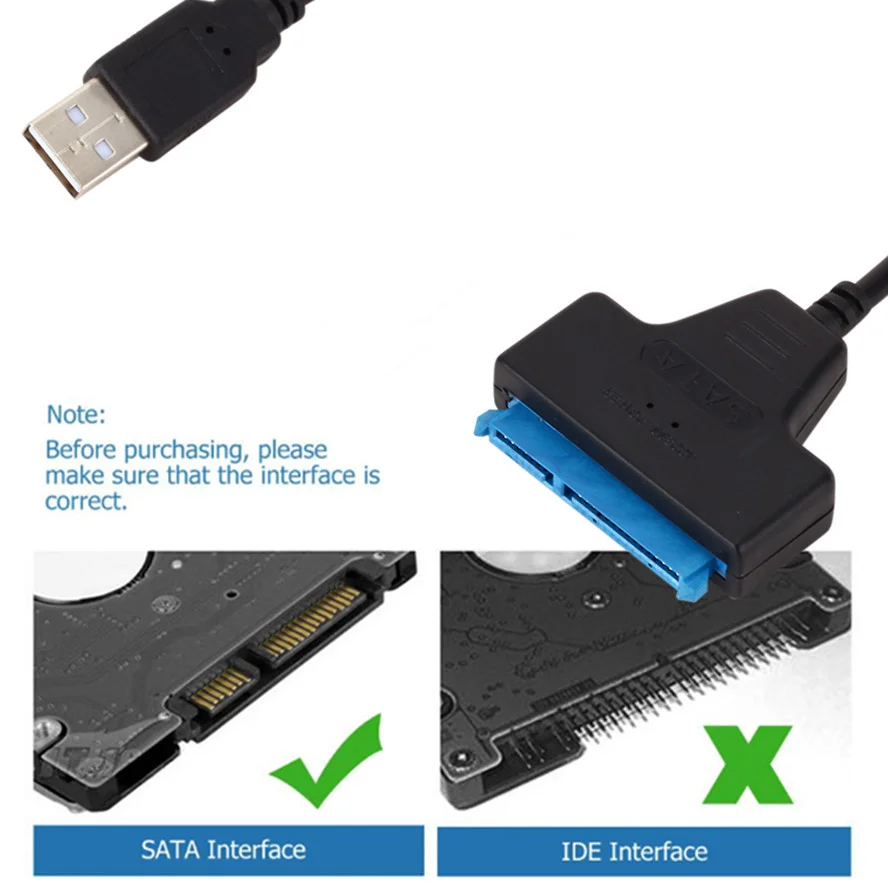 SATA to USB 3.0 / 2.0 Cable Adapter for 2.5 Inch External HDD SSD