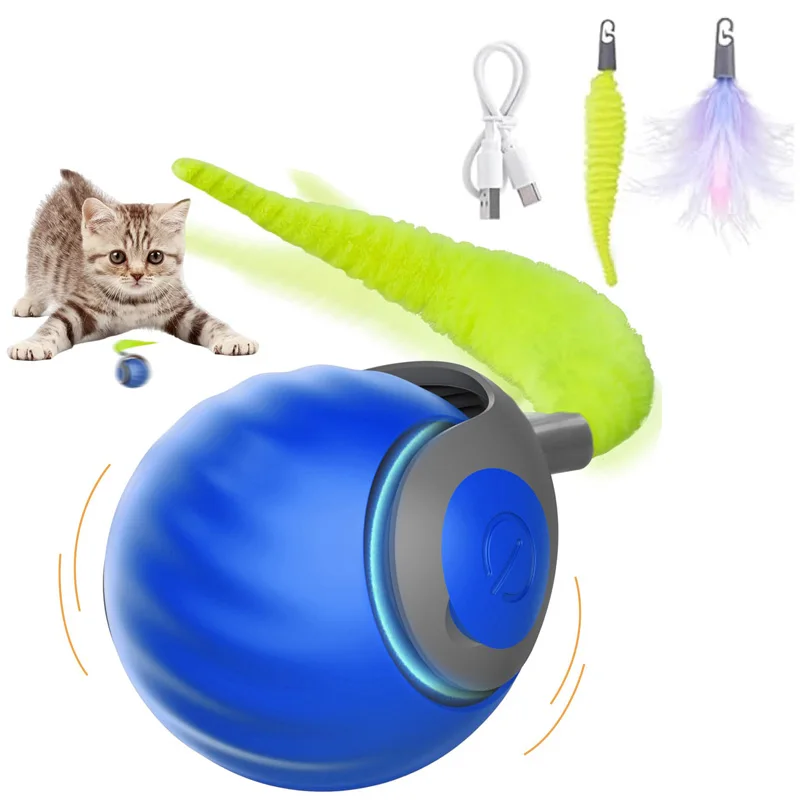 Smart Interactive Cat Toy Balls Speedy Tail 2.0 2 Speed Adjustment Automatic Moving Ball with Replacement Tail cat interactive ball toys