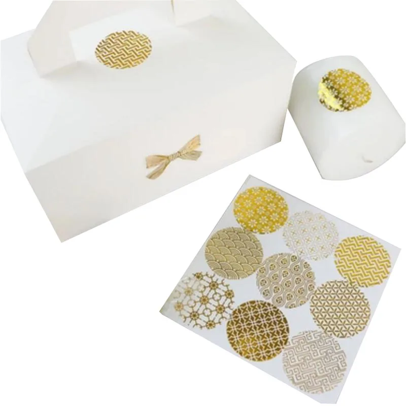 90pcs/lot diameter 4cm round hot foil gold seal sticker transparent pattern series DIY multifunction gift label baking sticker