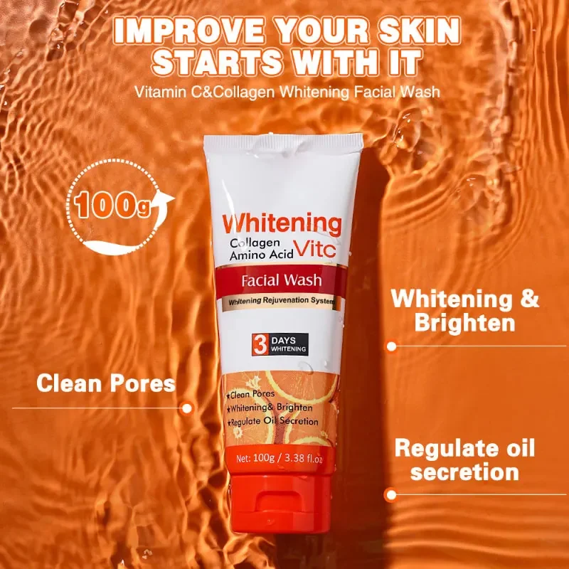 Vitamin C & Vitamin E Cleansing Mousse Moisturizing Oil Control Deep Cleaning Removal Acne Facial Cleanser Foam Skin Brightening images - 6