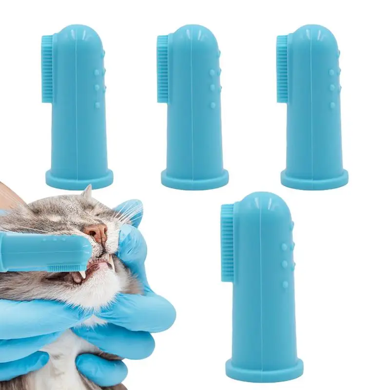 

Dog Finger Toothbrush 4PCS Soft And Reusable Silicone Toothbrush Easy To Clean Teeth Finger Brush For Dogs Teeth Freshens Breath