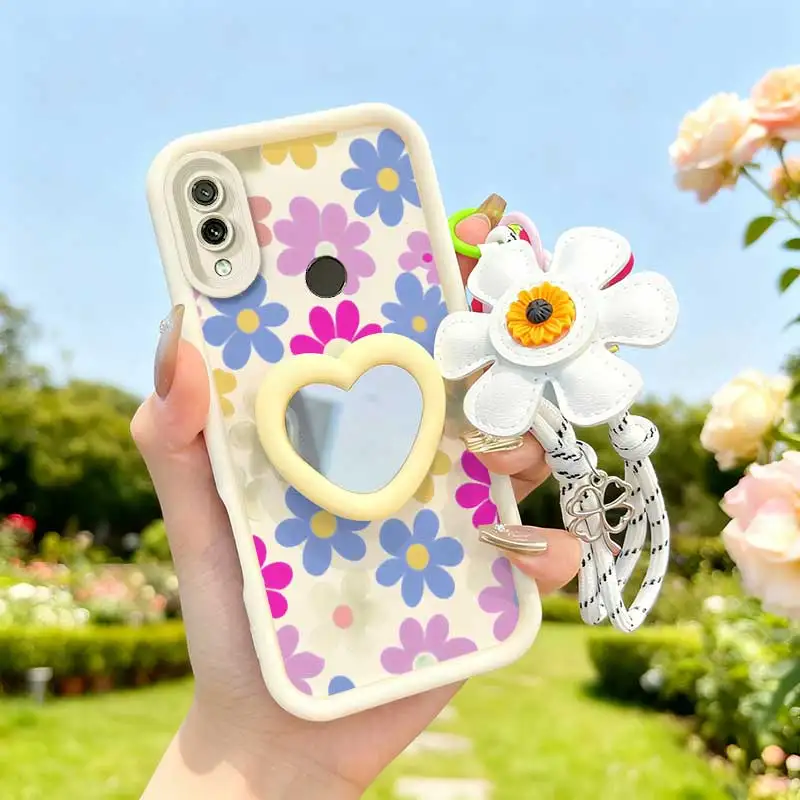 3-Piece Cartoon Flower Phone Accessory Set with Lanyard and Craft Embellishments