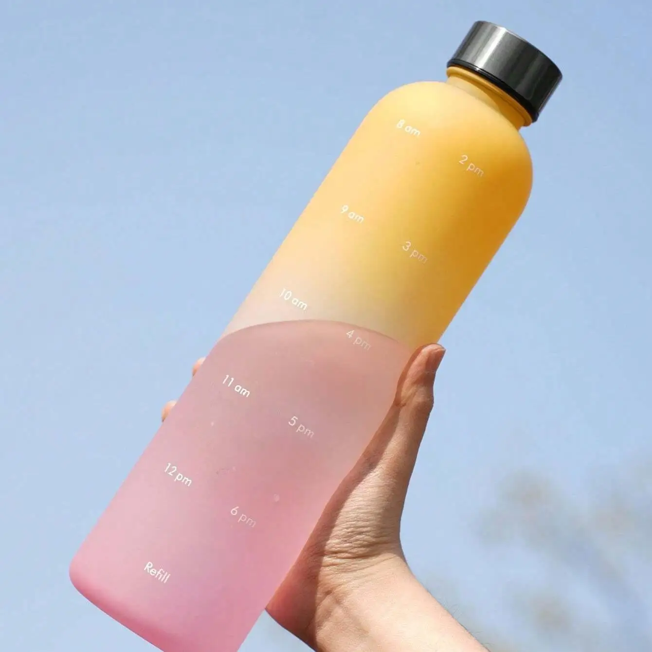 1000ml Outdoor Sports Water Bottle, Portable Frosted Gradient Cup, Large Capacity with Scale, Camping Picnic Office Gym Drinkware