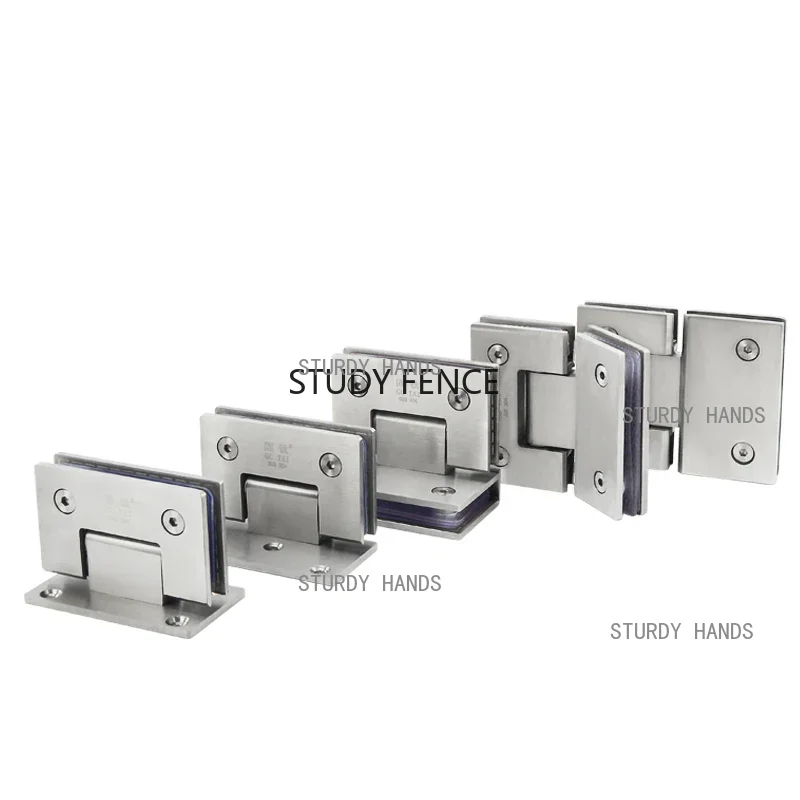 Stainless steel frameless glass nickel brush door hinge stainless steel hinges door hinges 90 degree bathroom clip bathroom folding glass clip
