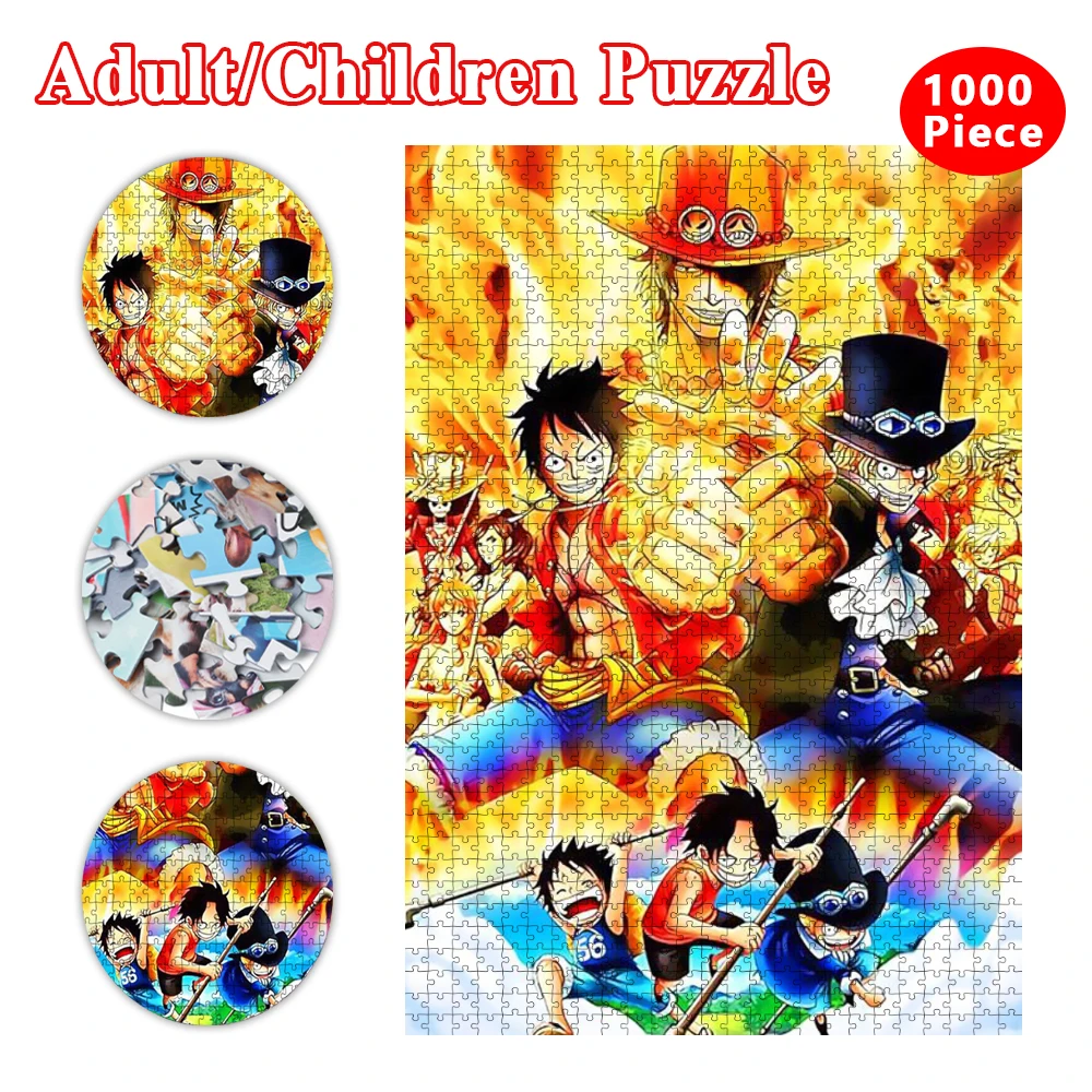 1000 Piece Jigsaw Puzzles for Adults Anime One Piece Luffy Series Cartoon Kids Enlighten Learning Educational Toys Gifts 5 style kawaii one piece figures luffy anime figure cute luffy eating meat action figurine toys gifts model dolls toys kids gift