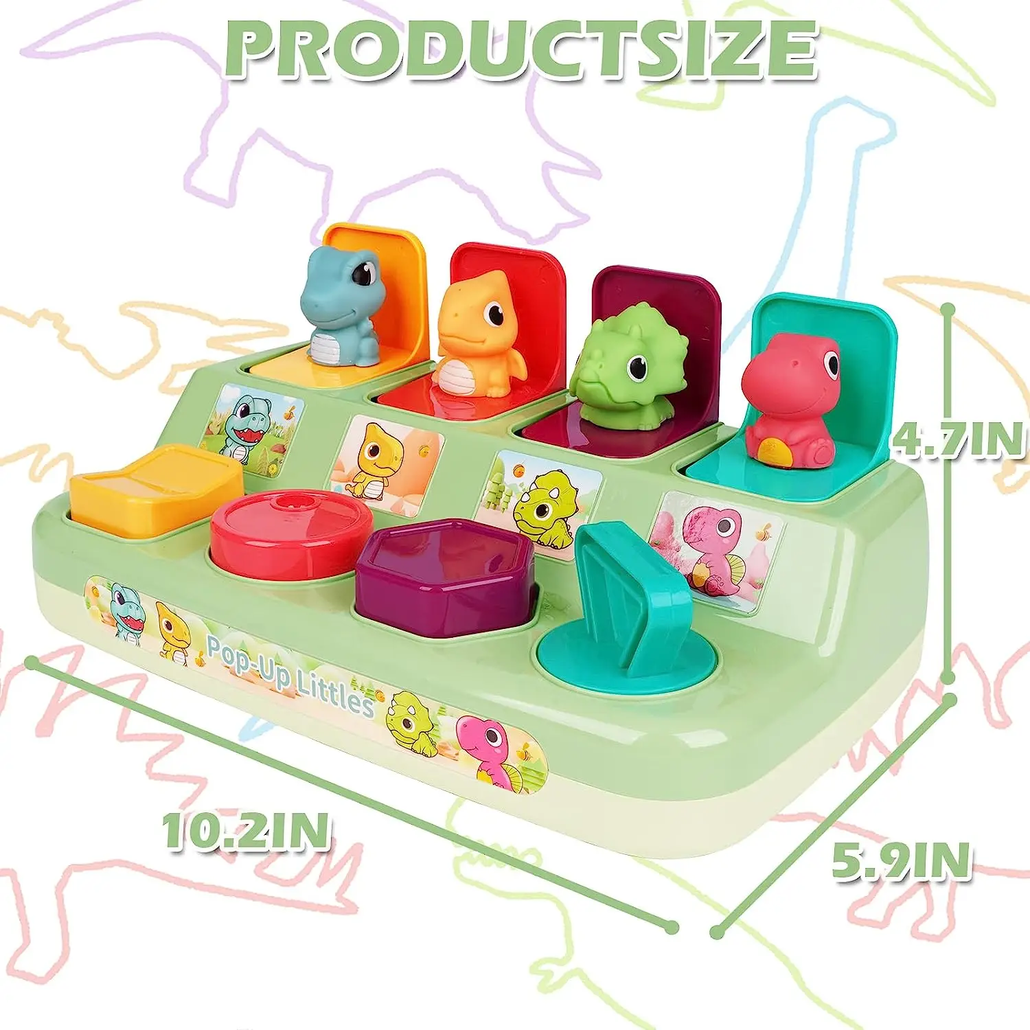 Baby Pop Up Toy Colorful Cause and Effect Toys for Babies 12 Months Montessori Toy Toddler Infant Toys Popup Dinosaur Toy