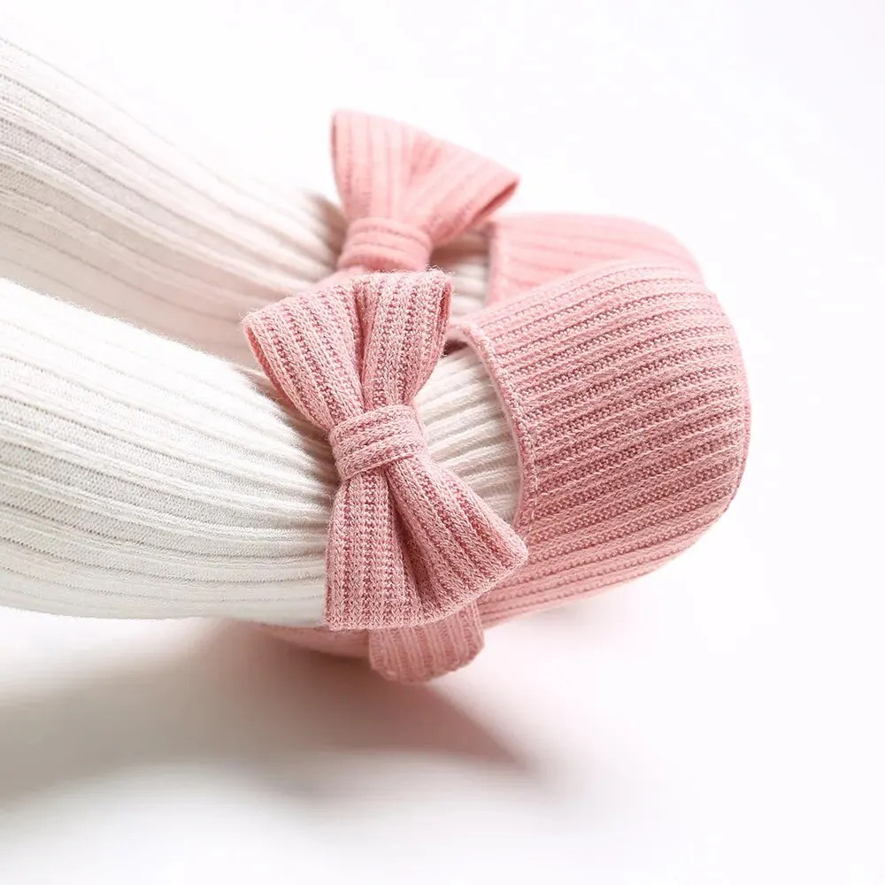Baby Girl Shoes Knitted Cotton Flats Bow Soft Sole Newborn Walker Crib Shoe Sandals baby girl shoes
