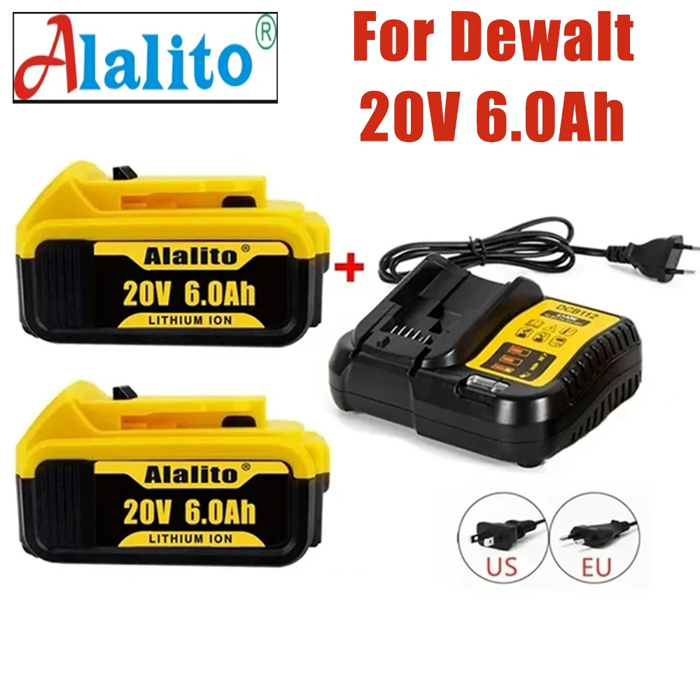 

New 20V 6Ah MAX Lithium Battery Power Tool Replacement for DeWalt DCB181 DCB182 DCB200 20V 6A 8A 12A 18V 20V Lithium Battery