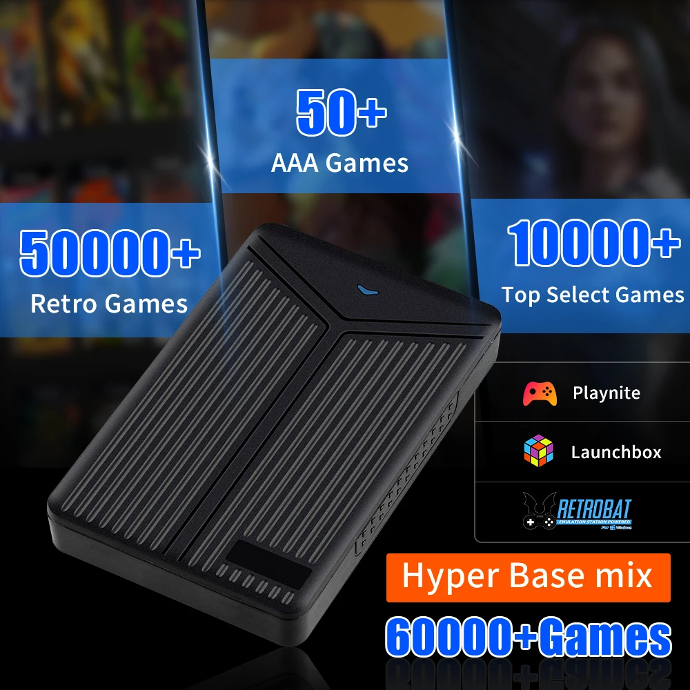 

Hyper Base Mix Portable External 5T HDD Launchbox & Playnite & Retrobat with 60000+ 3D/AAA/Retro Games for PS4/PS3/PS2/Switch