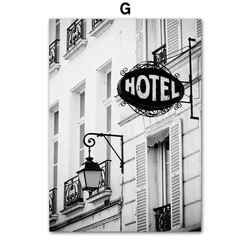 Vintage Parisian Cafe Wall Art Canvas - Black & White Nordic Decor Poster - 50X70 cm No Framed (G)