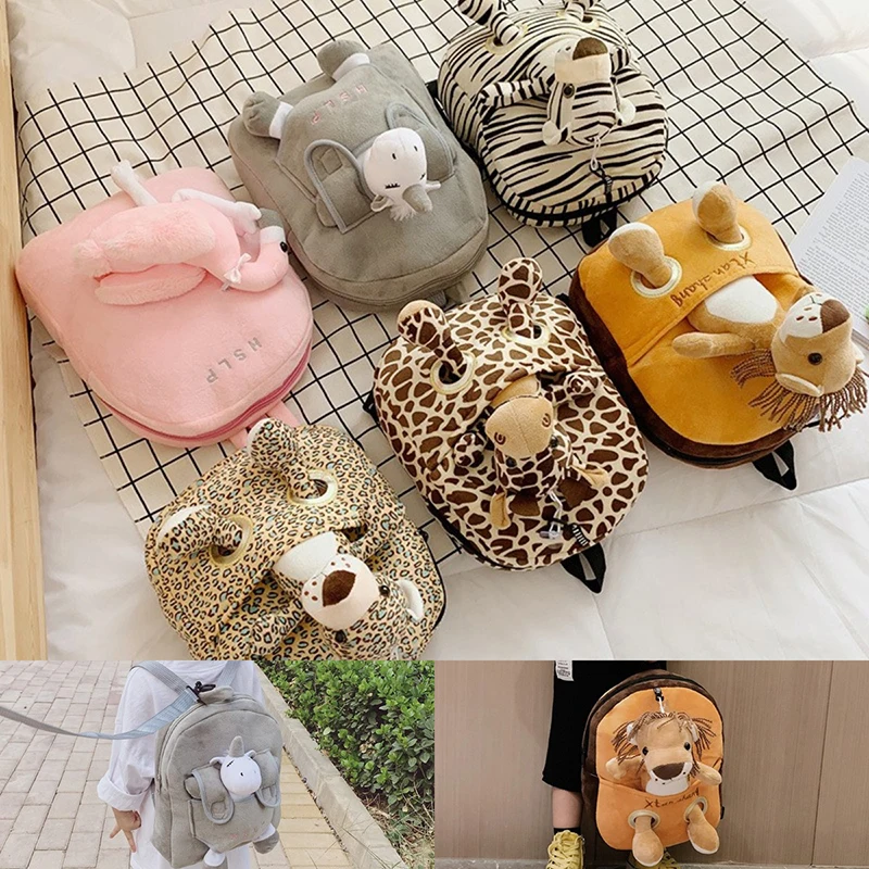 

Kids Cartoon Backpack Plush Toy Doll Bags Animals Student School with Anti-Lost Rope Child Kindergarten Girl Boy Unicorn Gifts