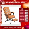 Pu Leather Massage Computer Chair W/ Padded Seat and Adjustable Height, Brown 1