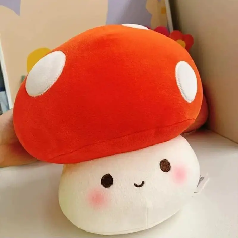 빨간 버섯 모양 플러시 베개 귀엽고 부드러운 반점 무늬 봉제 등받이 쿠션 따뜻한 소파 침실 홈 데코 패션 플러시 장난감 깜짝 선물