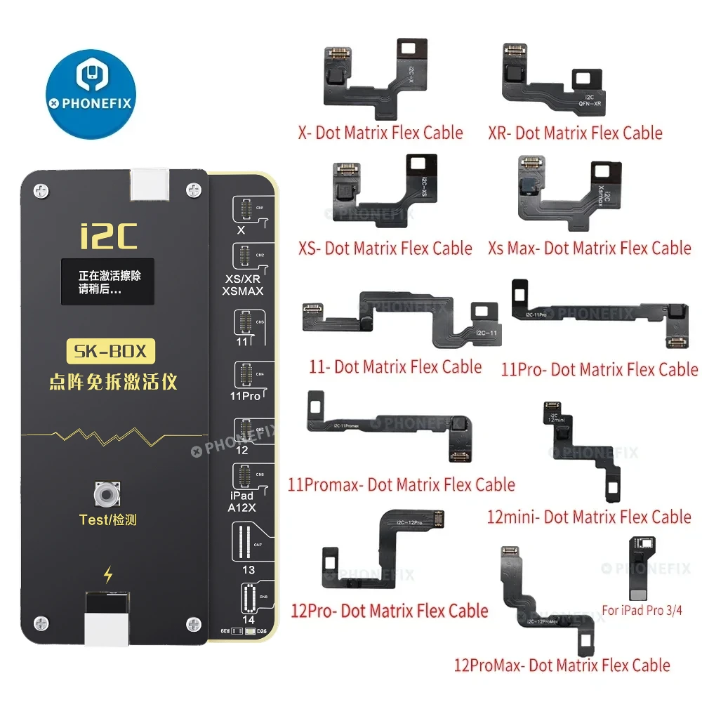 I2C Mc12 Sk-Box Face Id Face Dot Matrix Projection Repair Detector Flex Cable Per Iphone X - 12 Pro Max Fix Face Id Non Funzionante