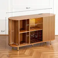 55-Inch Modern Wine Bar Cabinet with Storage, LED Lights, USB Ports & Adjustable Shelves for Kitchen, Living Room 2
