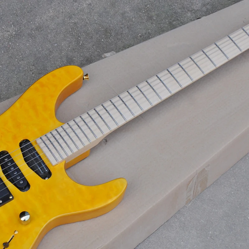 24 High Quality Double Shake Electric Guitars Cloud Pattern Yellow Active Pickup OTGT-2077