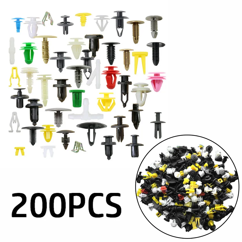 Clips de sujeción para coche, Kit de sujetadores de plástico, Clip de Panel de embellecedor automático, juego de remaches para parachoques de carrocería, pasador de empuje de repuesto, 200 piezas