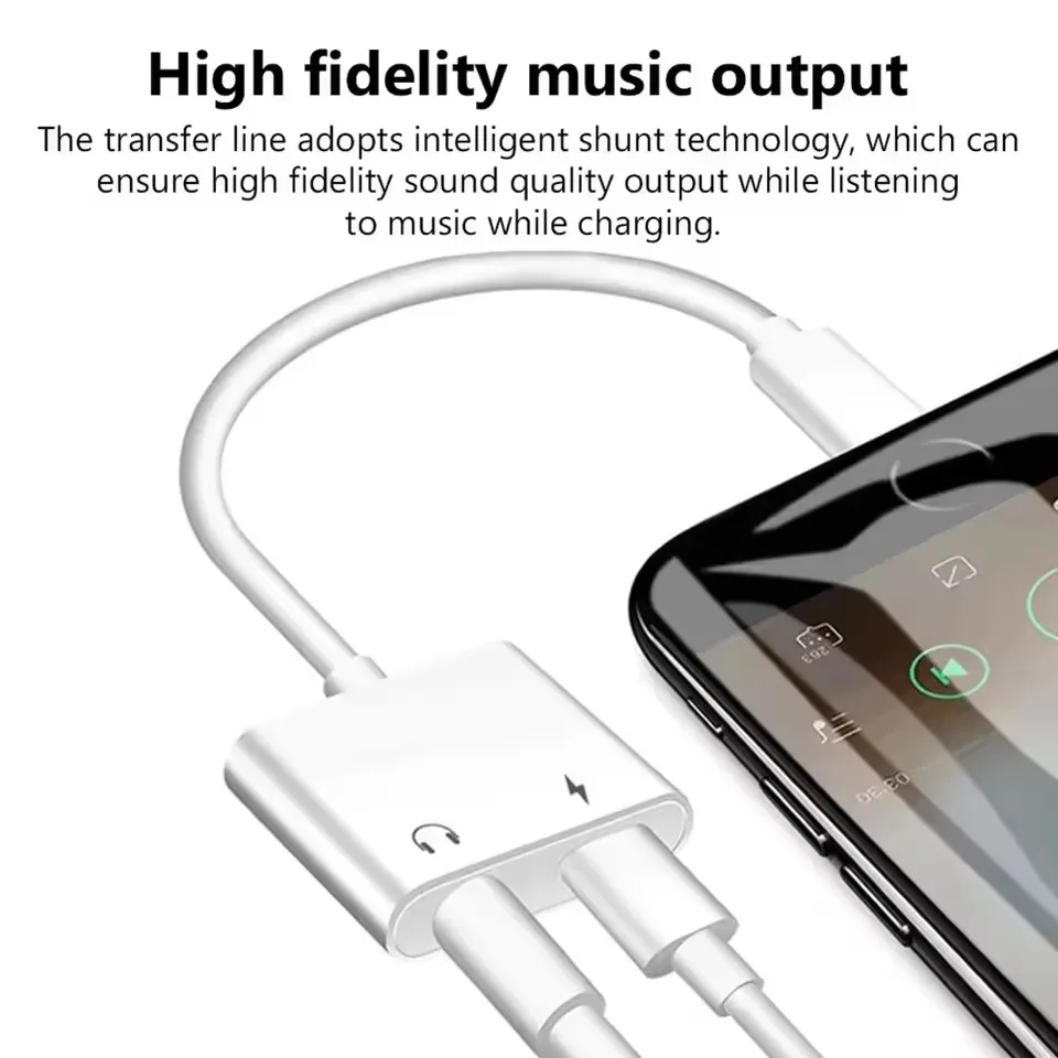 아이폰 X XS 11 12 13 14 Pro Max XR 헤드폰용 2 in 1 iOS 3.5mm 잭 오디오 충전 어댑터, 오디오 케이블 커넥터 분배기