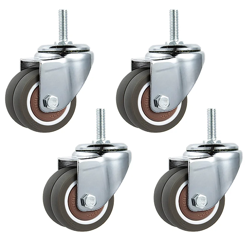 Set De 4 Ruedas Para Muebles De 50 Mm Con Freno, Carga Máxima 120 Kg, Ruedas Giratorias De TPE Con Tornillos Y Destornillador Incluidos