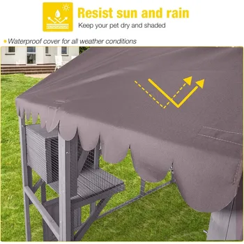 Catio Outdoor Cat Enclosure Large Cat Run with Bridges, Walks, Small Houses, Roof Cover 28.27 ft² 5