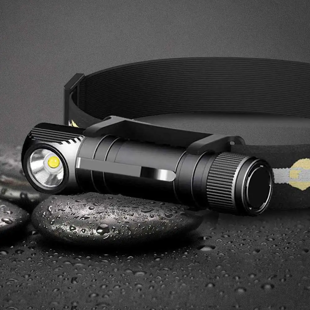 Lampe frontale HD30B rechargeable USB-C 1200lm LED puissante avec queue magnétique pour pêche nocturne